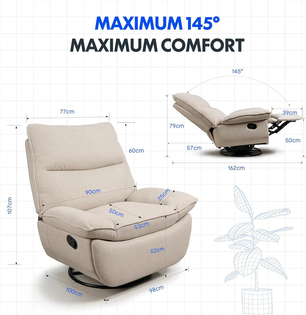 2026 Fauteuil inclinable FLEXISPOT XC6, canapé pivotant à bascule, fauteuil TV avec dossier réglable, fauteuil inclinable pou