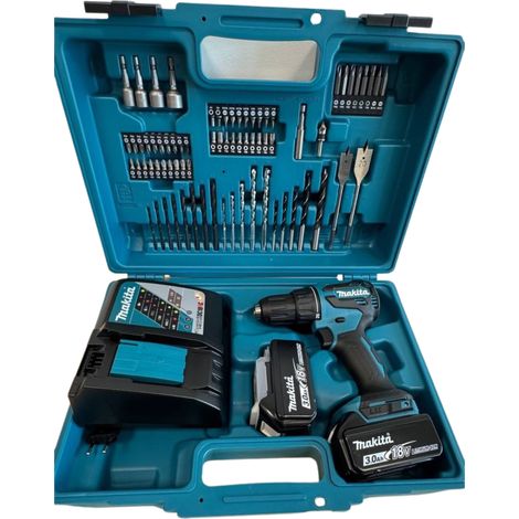 Makita – Perceuse-visseuse à percussion sans fil 18V DHP490RFX3 – Moteur sans balais – Couple 65Nm – Capacité de perçage 38mm bois – Coffret avec 2 batteries
