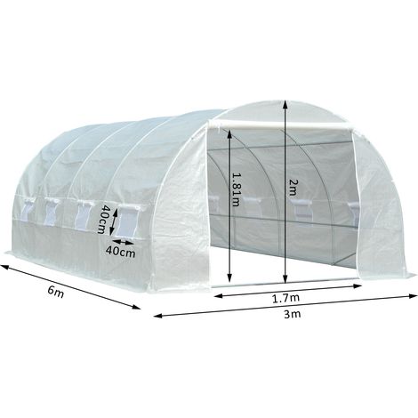 Outsunny – Serre tunnel 18 m² – Châssis tubulaire renforcé 24 mm en acier – 6 x 3 x 2 m – 8 fenêtres anti-UV – Montage rapide — photo 3