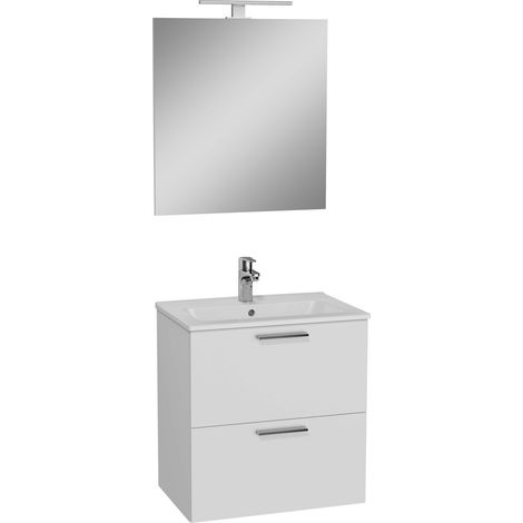 Vitra – Meuble de salle de bain suspendu avec vasque en céramique – 2 tiroirs – Dimensions 57,5 x 37,8 x 59,6 cm – Finition blanche brillante — photo 4