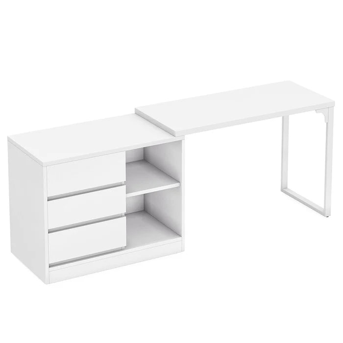 Tribesigns Bureau d'ordinateur, Bureau d'angle réversible avec armoire à tiroirs