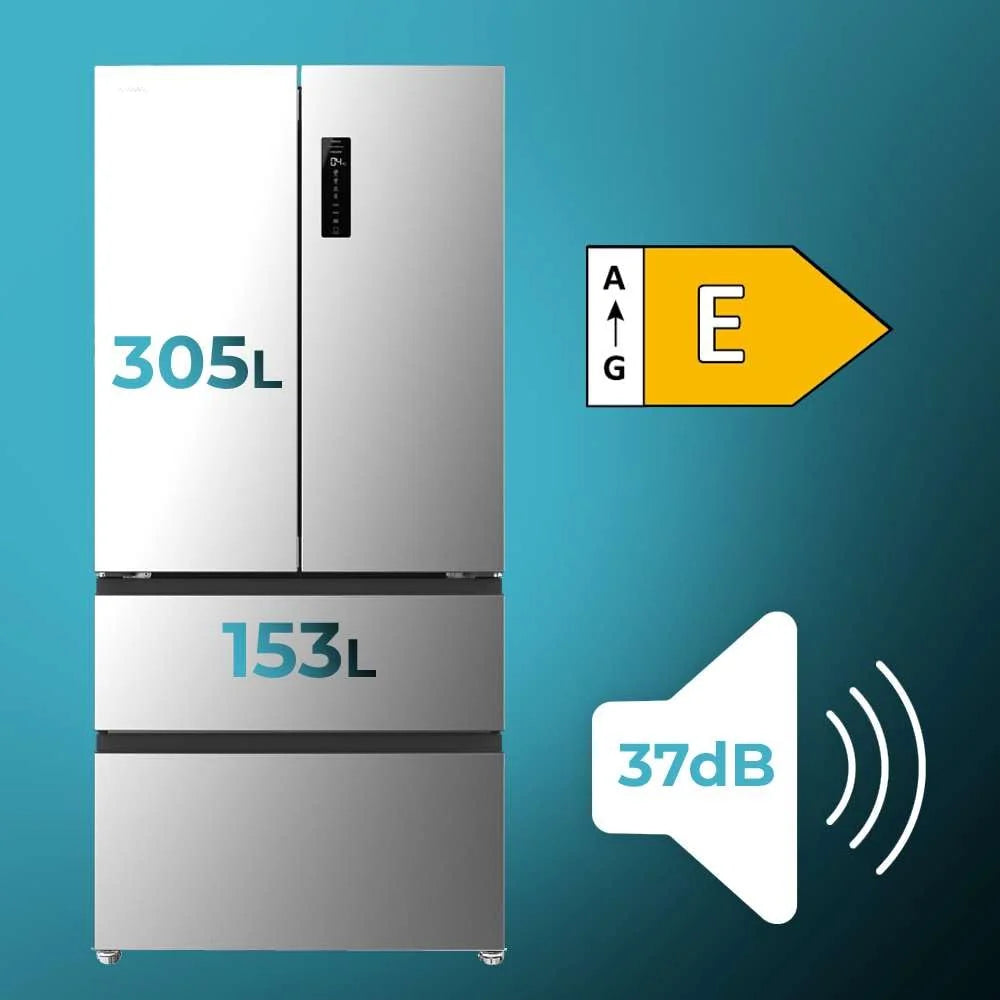2026 Cecotec Réfrigérateur Porte Française de 4 Portes Semi-Intégrable 458L Total No Frost Bolero CoolMarket F2D 458 SBI Inox