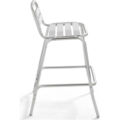 Oviala – Lot de 4 chaises hautes en aluminium anodisé – Charge maximale 120kg – Dossier incliné et repose-pieds pour confort – Patins antidérapants en PEHD — photo 3