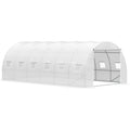 Irovami Serre tunnel de jardin 6 x 3 x 2 m avec porte enroulable, 12 fenêtres, bâche en PE 140 g/m² et structure métallique galvanisée, blanche, idéale pour la culture de légumes.