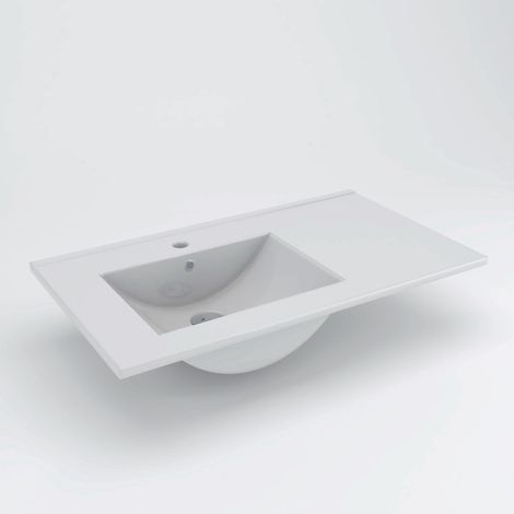 Meuble de salle de bain 80cm vasque déportée - 2 tiroirs - sans miroir - roble (chêne clair) - KING — photo 5