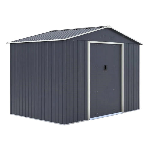 2026 Abri de jardin imitation bois gris avec double porte et fenêtres