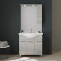Kiamami Valentina – Meuble de salle de bains 85 cm – Lavabo céramique central – 3 portes et 1 tiroir – Finition chêne gris avec pieds chromés — photo 1