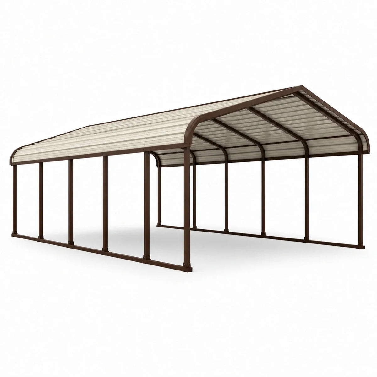 Abri voiture en acier et toit en polycarbonate brun 600x300 cm - 2026
