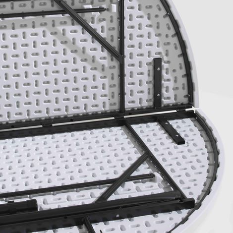 Rekkem – Table pliante ronde 180 cm – 10 places – Structure acier époxy – Plateau résine plastique – Usage intérieur/extérieur — photo 4