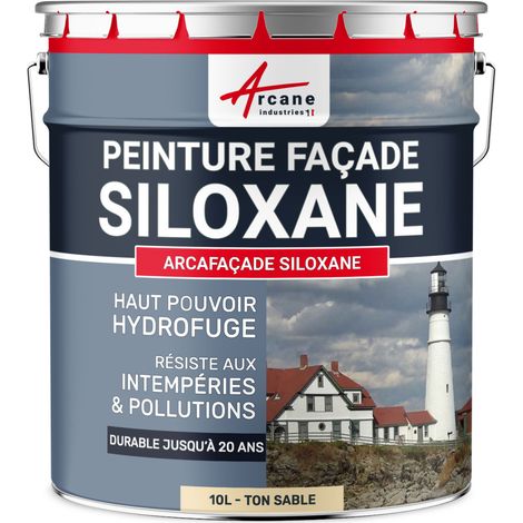 Arcane Industries – Peinture façade siloxane hydrofuge 10 L – Protection 20 ans – Résistance aux intempéries et à la pollution – Couvrance jusqu'à 60 m² — photo 1
