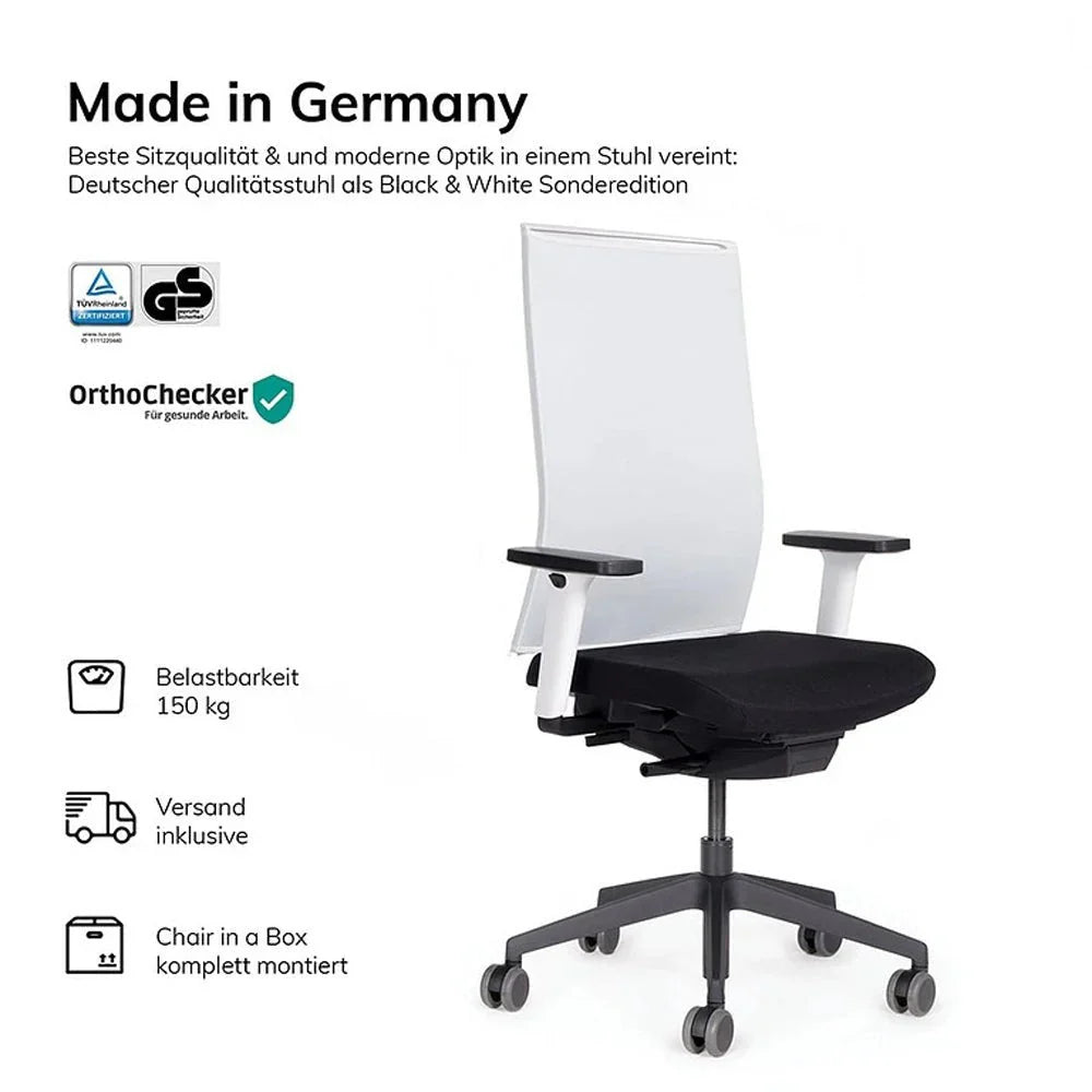 2026 Fauteuil de bureau ergonomique Agilis Matrix MT12 à dossier en maille et inclinaison lente, édition spéciale, noir pur (