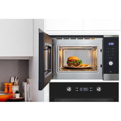 Continental Edison – Micro-ondes grill encastrable 25L – Puissance 900W – Dimensions L59,5 x H38,8 x P40,1 cm – Inox noir — photo 4