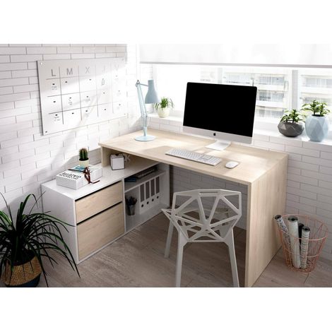 Dmora – Bureau d'angle multifonction 139x92 cm – Structure en mélaminé résistant – Tiroir et étagères pour rangement – Design moderne — photo 2