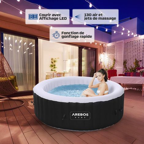 Arebos – Spa gonflable 6 personnes – Gonflage automatique – 130 jets de massage – Température réglable jusqu'à 40°C – Système de filtration efficace — photo 3