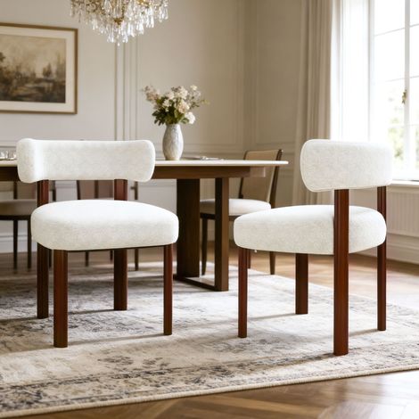 COLAMY Chaise DCW19-BE-FB-N1 - Lot 2 Chaises de salle à manger en bois massif – design épuré et chaleureux - beige — photo 3