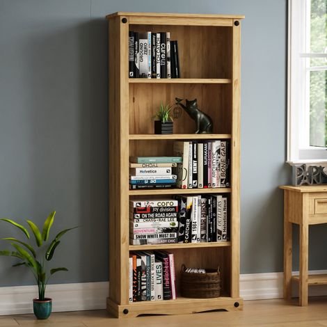 Home Discount – Bibliothèque en pin massif 5 niveaux – Finition cirée vieillie – Dimensions H 170 x L 75 x P 29 cm – Limite de poids 10 kg par étagère — photo 2