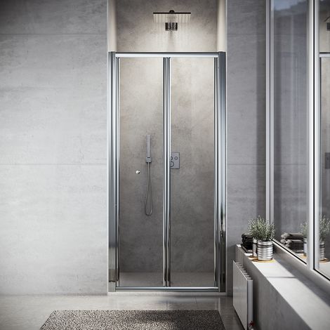 SONNI Porte de douche reglable en largeur Verre trempé Cabine de douche Porte pliante Largeur 100cm Hauteur 185cm — photo 1