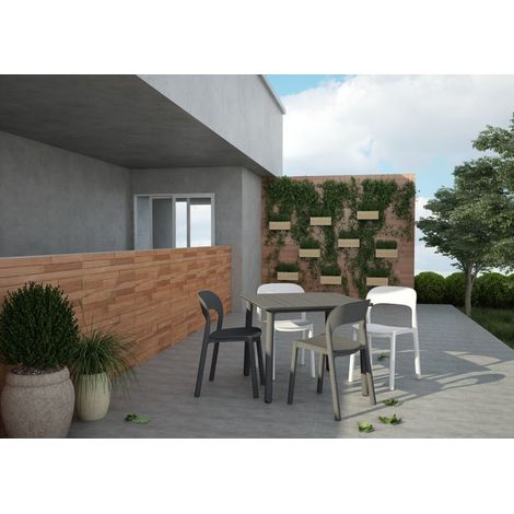 Garbar – Table carrée extérieure 90x90cm – Pied blanc – Polypropylène et fibre de verre – Résistante aux intempéries et UV – Pour 2 à 4 personnes — photo 5