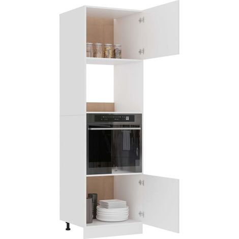 Vidaxl – Meuble micro-ondes Lyon blanc 60 x 57 x 207 cm – Bois d'ingénierie – 4 étagères – 2 portes – Rangement optimisé pour cuisine — photo 5