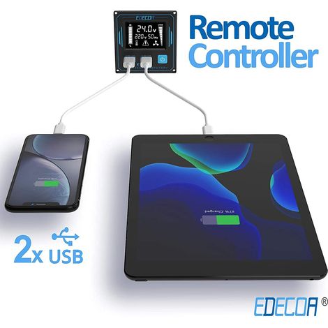 Edecoa – Convertisseur de tension 12V à 220V 3000W – Onde sinusoïdale modifiée – Télécommande et 2 ports USB – Compatible panneaux solaires — photo 2