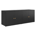 2026 Buffet de rangement extérieur en rotin synthétique – noir – 4 portes
