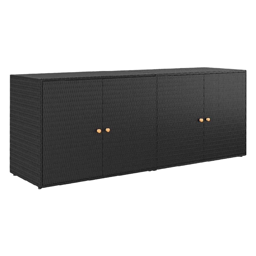 2026 Buffet de rangement extérieur en rotin synthétique – noir – 4 portes