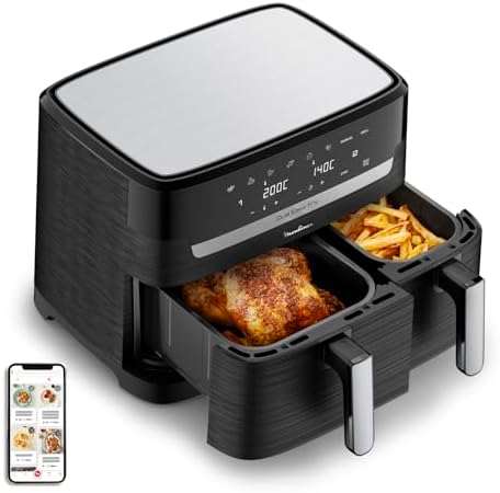 2026 Moulinex air fryer deux compartiments, très grande capacité 11L, 10 personnes, 7 Programmes automatiques, friteuse sans