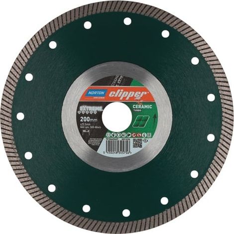 Norton – Disque diamant 200 mm pour meuleuse – Alésage 25,4 mm – Segment 10 mm pour céramique et grès – Coupe rapide et précise — photo 1