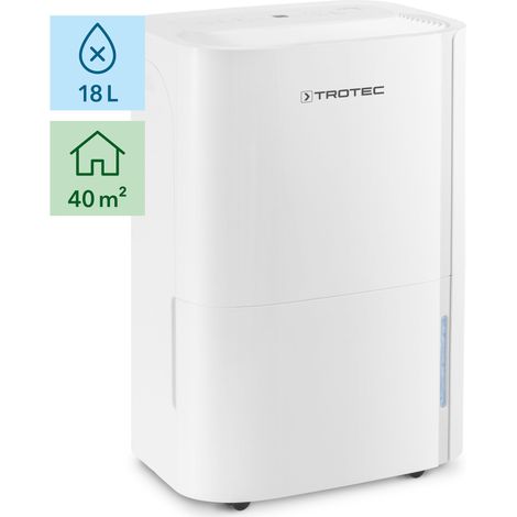 Trotec – Déshumidificateur 18l/24h pour 40m² – Protection anti-débordement – Hygrostat intégré – Débit d'air 170m³/h – Niveau sonore 48dB — photo 1