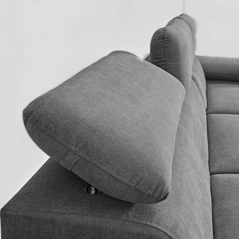 Casa Baoli – Canapé d'angle convertible 5 places tissu gris foncé – Méridienne droite – Coffre de rangement – Dimensions couchage 210x124cm — photo 4