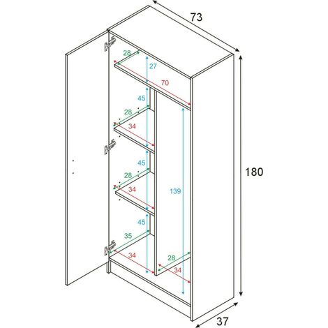 Armoire 2 portes blanche 73x37x180 cm – Panneaux mélaminés résistants – 3 étagères réglables – Rangement buanderie, chambre, garage – Habitdesign — photo 4
