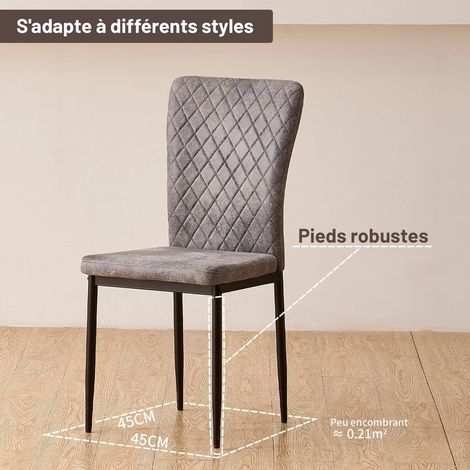 Jymtom – Lot de 6 chaises hautes en daim PU gris foncé – Dossier ergonomique – Pieds en métal – Charge max 100 kg – Pour salle à manger et salon — photo 2