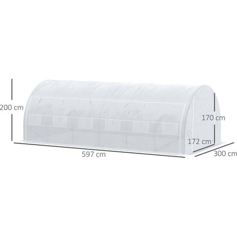 Outsunny – Serre tunnel 18 m² – Châssis acier galvanisé – Bâche anti-UV 140 g/m² – Dimensions 5,97x3x2m – 12 fenêtres zippées — photo 5