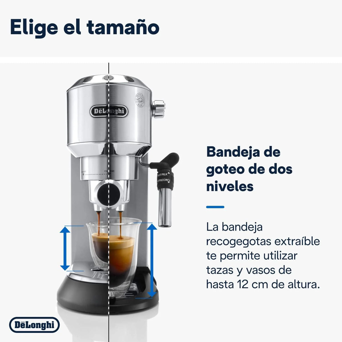 2026 De'Longhi Dedica – Cafetière à pompe en acier inoxydable pour café moulu ou individuel, expresso et cappuccino, réservoi
