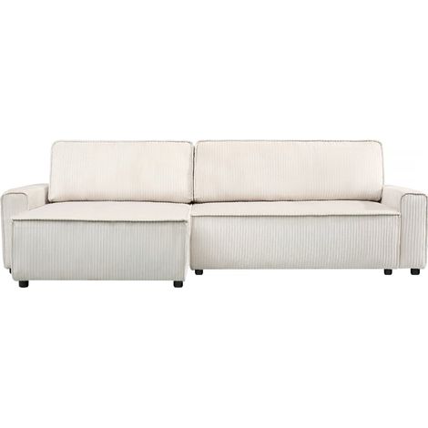 Palozi Sofa – Canapé d'angle convertible réversible en velours côtelé beige – 3 places – Coffre de rangement – Dimensions 282 x 153 x 93 cm — photo 1