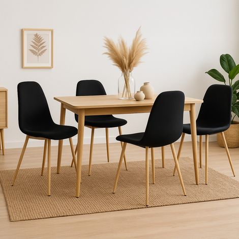 Lot de 4 chaises scandinaves Bali tissu Noir — photo 2