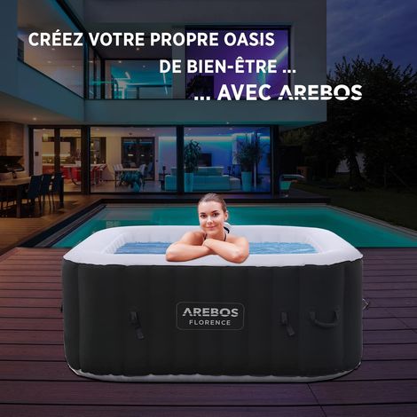 Arebos – Spa gonflable 4 personnes 154x154cm – 100 jets de massage – Température réglable jusqu'à 40°C – Système de filtration efficace — photo 4