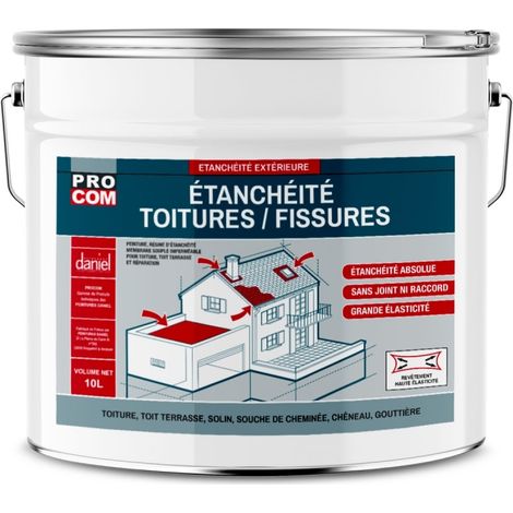 Procom – Peinture pour toiture – Résine d'étanchéité – Réparation fissures et tuiles – Résistant aux intempéries – 10 litres — photo 1