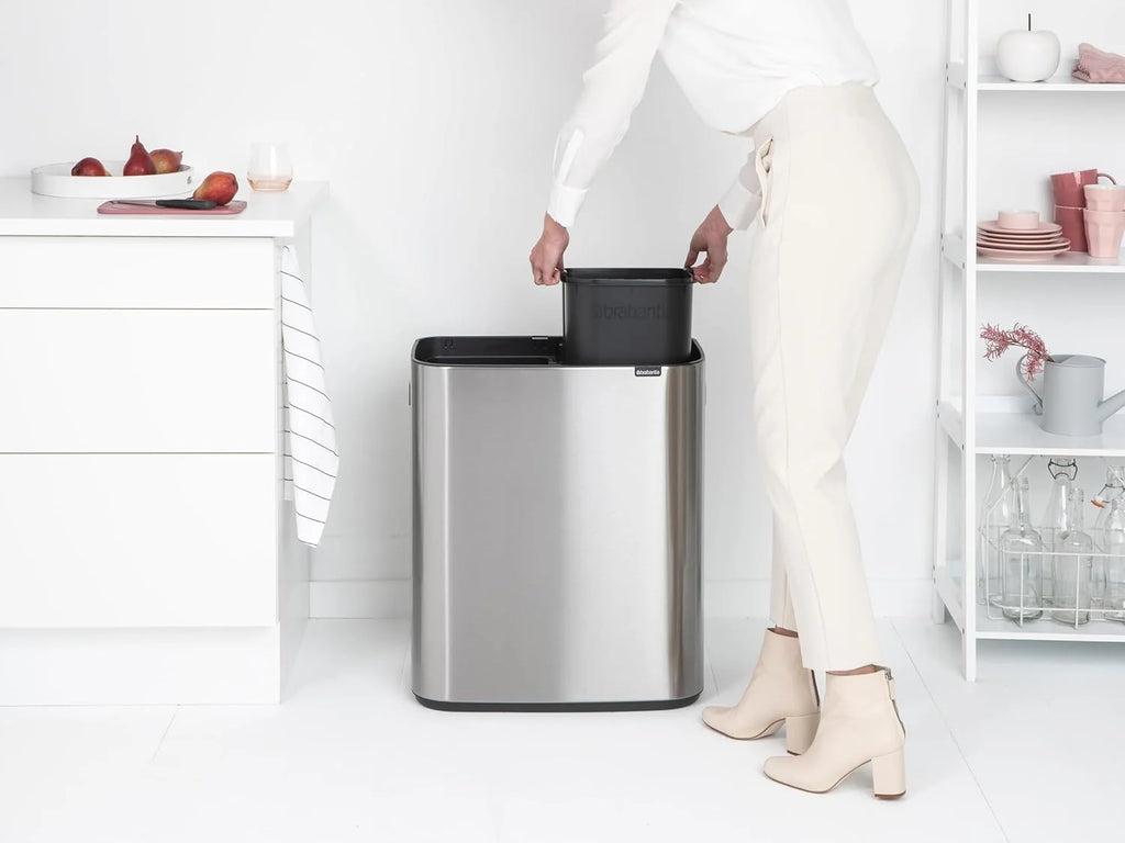 2026 Poubelle Brabantia, acier mat, anti-traces de doigts, 2 x 30 L