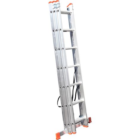 Monmobilierdesign – Échelle transformable en aluminium 3 plans 7 marches – Hauteur de travail 4,88 m – Sécurité maximale avec pieds antidérapants – Charge 150 kg — photo 1