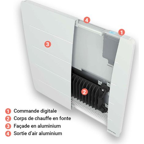 Atlantic – Radiateur à inertie 1500W horizontal – Corps en fonte – Commande digitale – Détection automatique – 529918 — photo 3