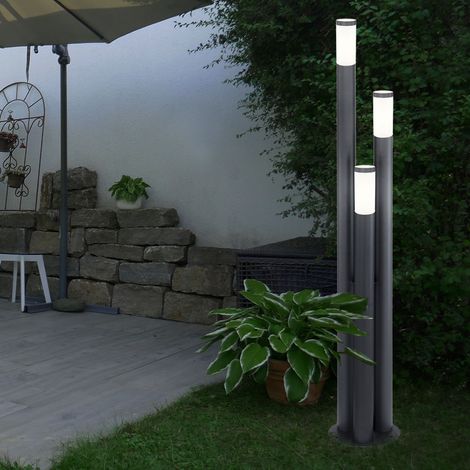 Etc-Shop – Lampe sur pied d'extérieur IP44 en acier inoxydable anthracite – 3 douilles E27 – 3 ampoules LED blanches chaudes – Hauteur 170 cm — photo 4