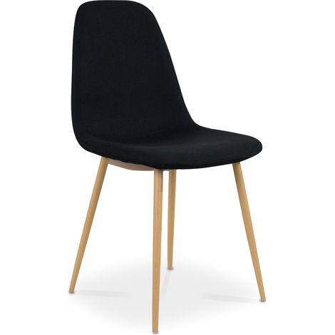 Lot de 4 chaises scandinaves Bali tissu Noir — photo 4