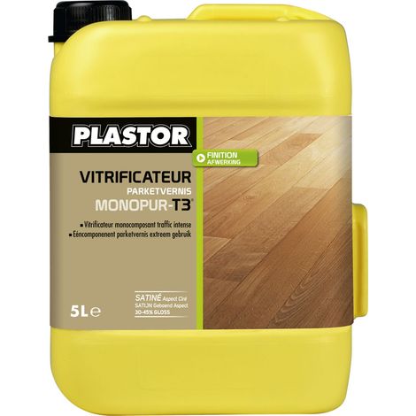 Plastor – Vitrificateur monocomposant pour parquet – 5L – Mono satin effet ciré – Durcissement rapide – Compatible sols chauffants — photo 2