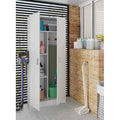 Armoire 2 portes blanche 73x37x180 cm – Panneaux mélaminés résistants – 3 étagères réglables – Rangement buanderie, chambre, garage – Habitdesign — photo 1
