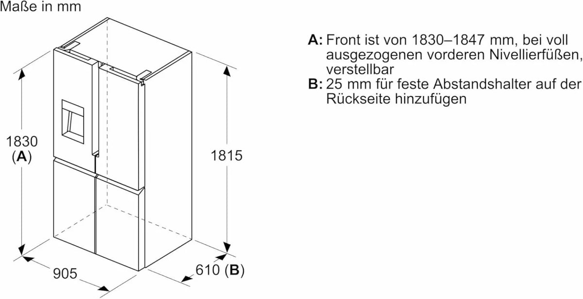 2026 SIEMENS KF96NVPEA iQ300 Multi-Door-Kühlschrank, 183 x 91 cm, 405 L Kühlen & 200 L Gefrieren, hyperFresh längere Frische