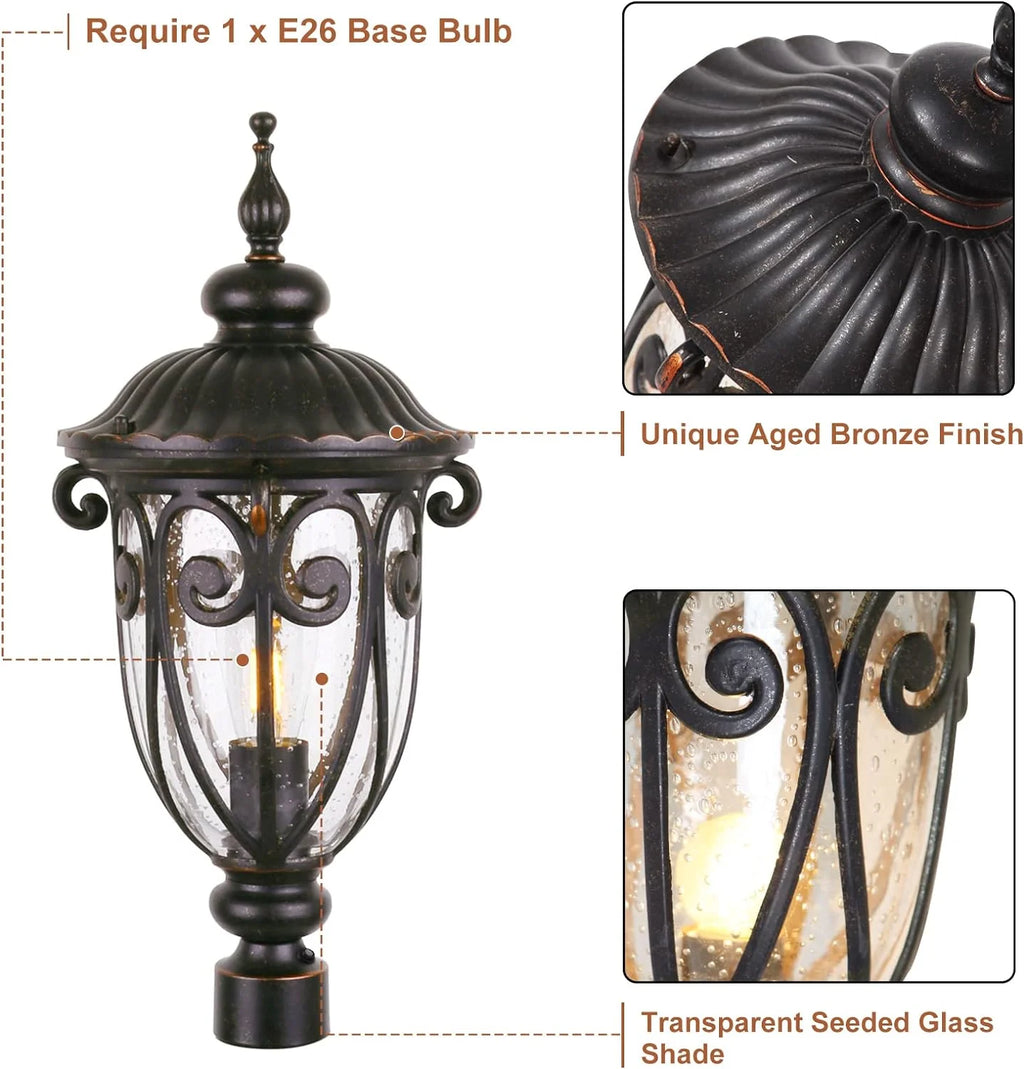 2026 Grande applique murale d'extérieur de 58 cm pour porche, lot de 2, en aluminium, lanterne vintage en bronze avec abat-jo