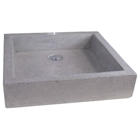 ONDEE ZEN - Vasque rectangle à poser TIMBRE - Gris - 40 x 60 cm - Terrazzo - Sans trop plein — photo 1