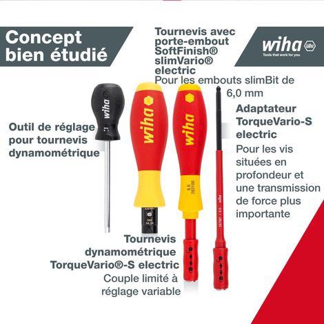Wiha Jeu de tournevis dynamométriques TorqueVario®-S electric 0,8-5,0 Nm jeu mixte de 14 pcs à couple limité à réglage variable y compris une trousse repliable (40674) — photo 4