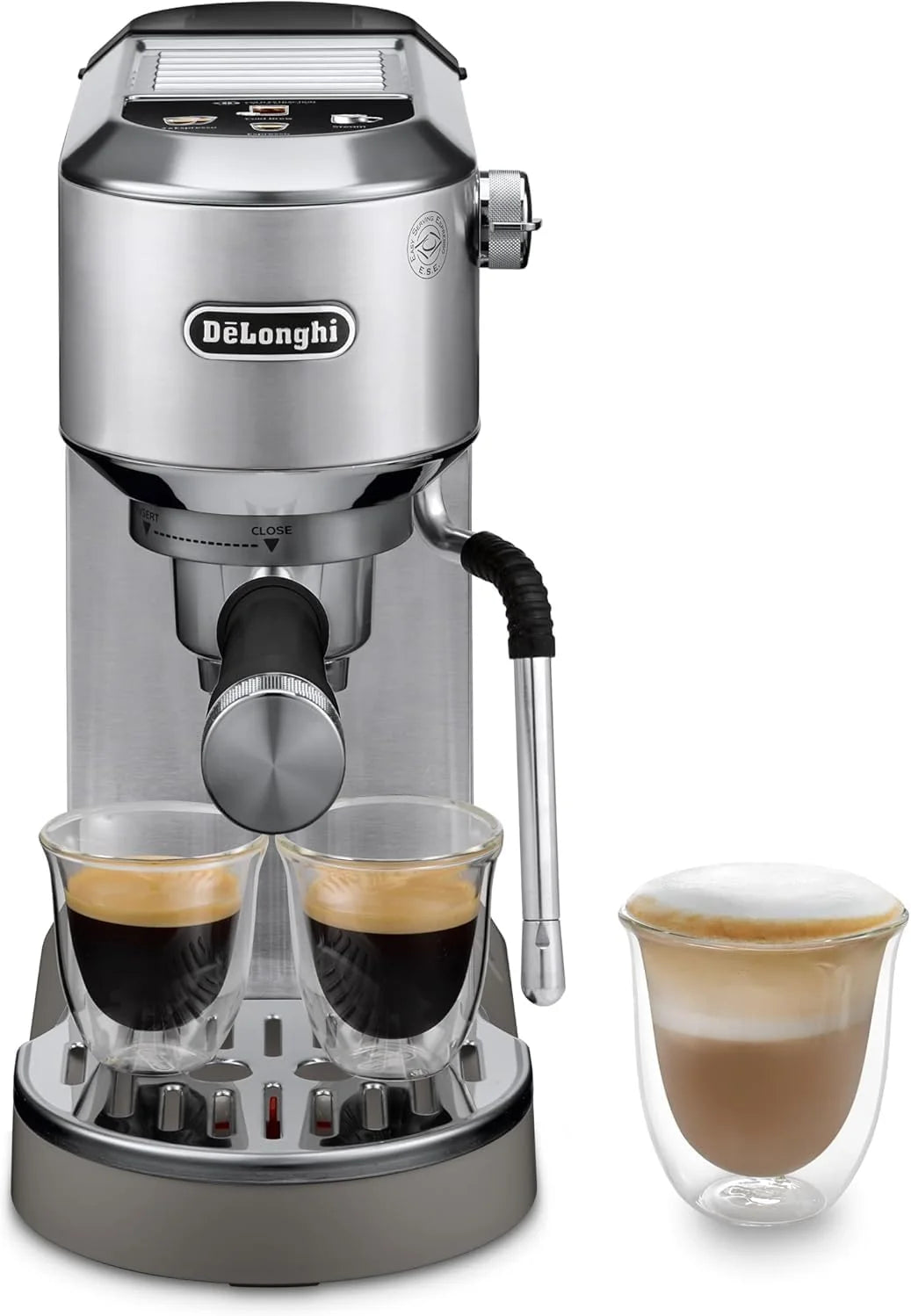 2026 De'Longhi Dedica – Cafetière à pompe en acier inoxydable pour café moulu ou individuel, expresso et cappuccino, réservoi